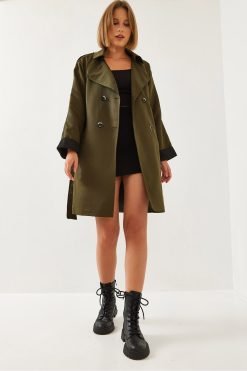 Khaki Belted Trench Coat