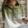 Khaki Linen Washed Blouse - Boutique Des Femmes