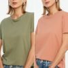 Khaki-Salmon 100% Cotton 2-Pack T-Shirt - Boutique Des Femmes