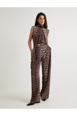 Leopard Palazzo Viscose Trousers