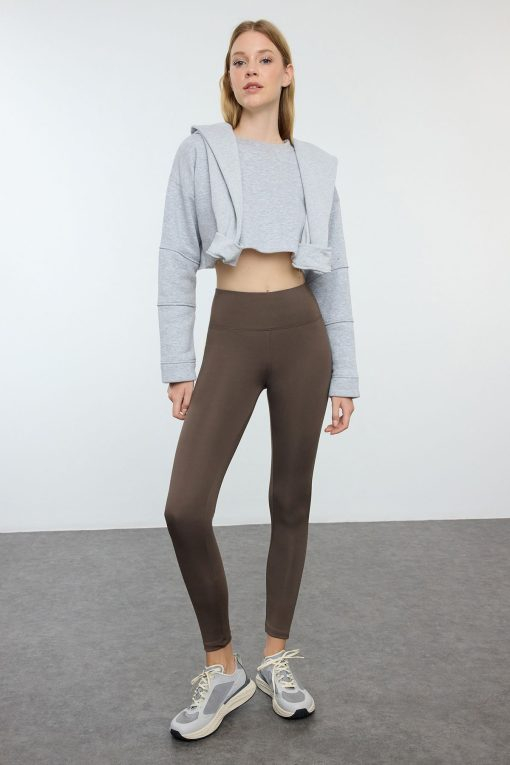 Light Khaki Elastic Sports Leggings