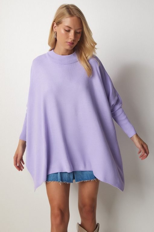 Lilac Oversize Poncho Sweater