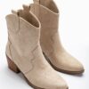 Mink Matte Suede Western Cowboy Boots