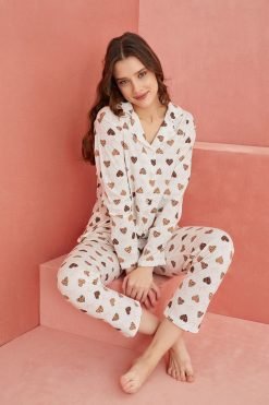 Multicoloured 34 Cotton Buttoned Pajamas