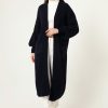 Navy Blue Balloon Sleeve Long Cardigan