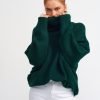 Oil Green Turtleneck Wide Sweater