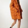 Orange Hooded Oversize Puffer Coat