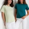 Petrol-Mint 100% Cotton 2-Pack T-Shirt - Boutique Des Femmes