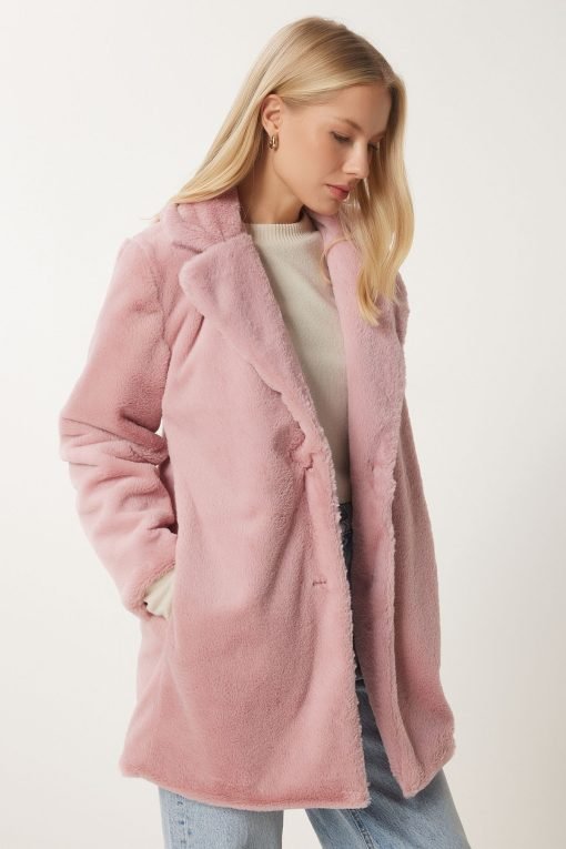 Pink Faux Fur Coat