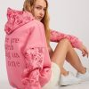 Pink Fleece Oversize Printed Sweatshirt