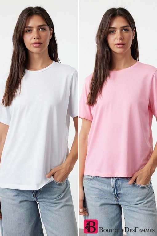 Pink-Multicolored 100% Cotton 2-Pack T-Shirt