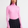 Pink Turtleneck Sleeve Drop Sweater - Boutique Des Femmes