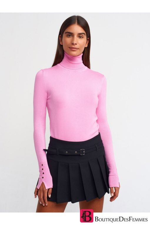 Pink Turtleneck Sleeve Drop Sweater - Boutique Des Femmes