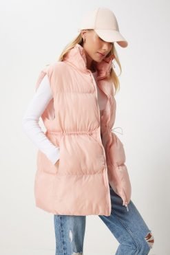 Pink Waist Puffer Vest