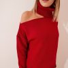 Red Cut Out Turtleneck Sweater