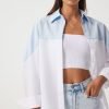 Sky Blue White Block Boyfriend Shirt - Boutique Des Femmes