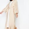 Stone Belted Long Woven Abaya