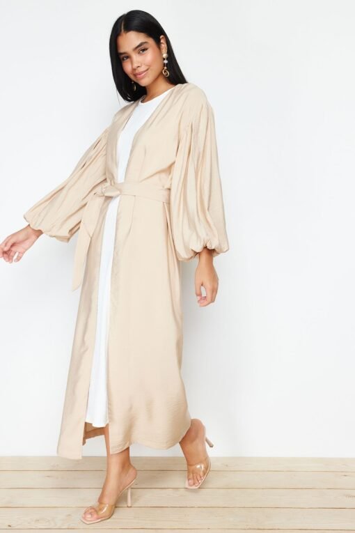 Stone Belted Long Woven Abaya