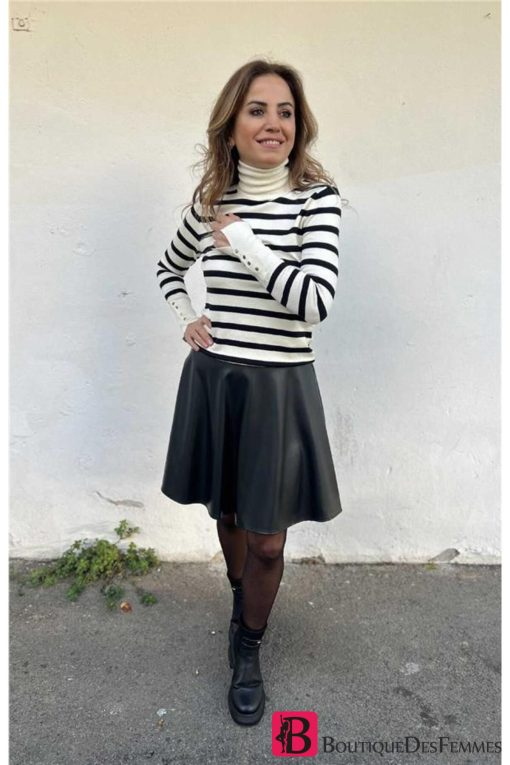 Turtleneck Striped Drop Sweater - Boutique Des Femmes