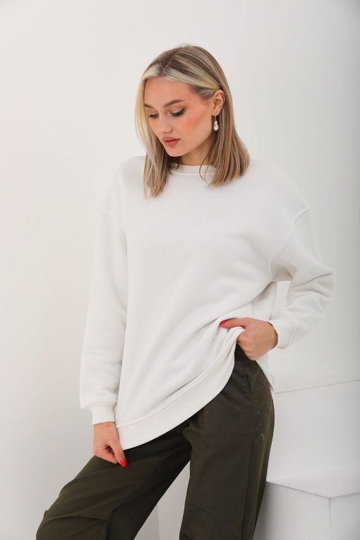 White Crew Neck Oversize Sweatshirt