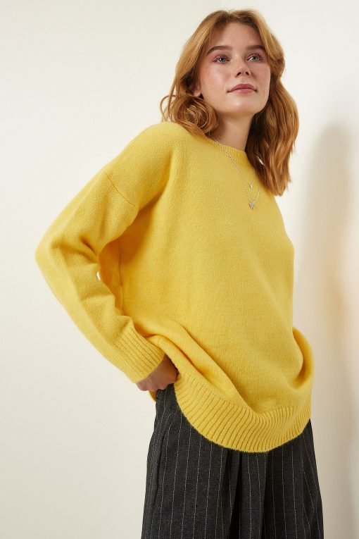 Yellow Oversize Knitwear Sweater