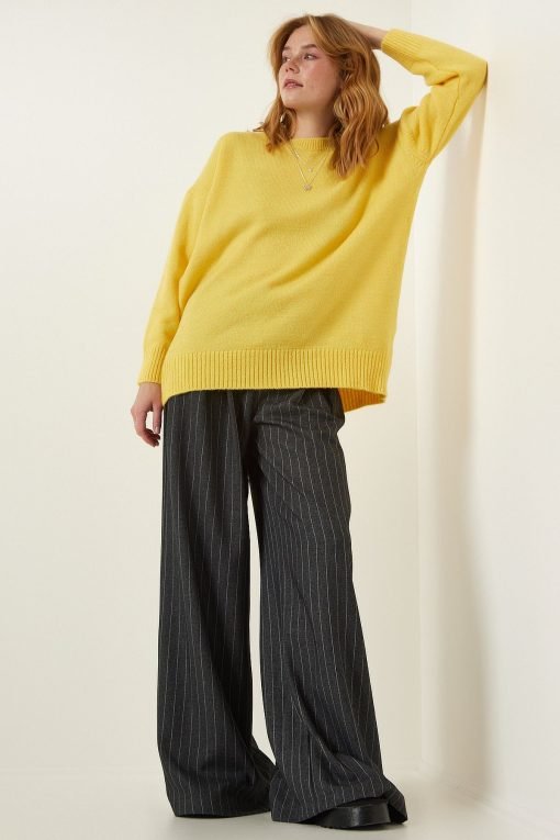 Yellow Oversize Knitwear Sweater